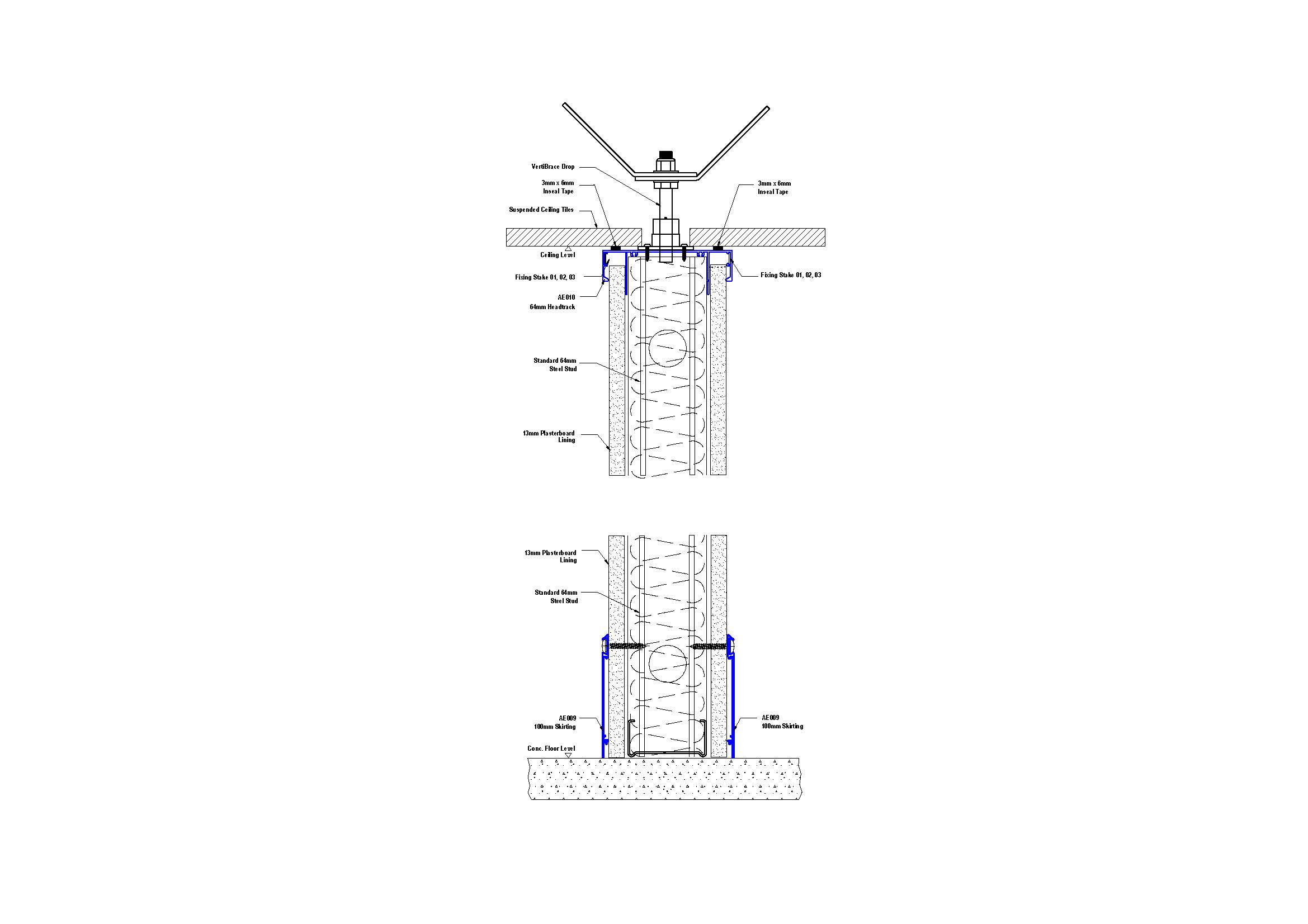 E64-06 64mm Wall with 100mm Skirting Section 